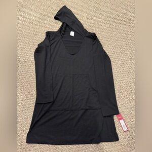 MERONA Black Hooded Women's Long Sleeve Swimsuit Coverup